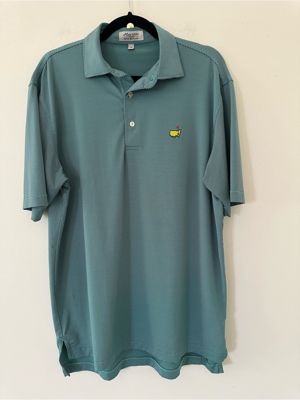 Masters by Piter Millar Tech Polo Shirt Mens MGreen Stripe Golf Augusta National